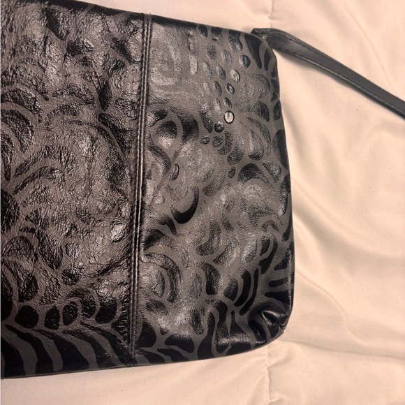 Hand painted one of a long grey and black clutch purse.